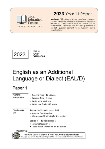 2023 English EALD YR 11 Paper 1