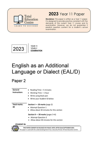 2023 English EALD YR11 Paper 2