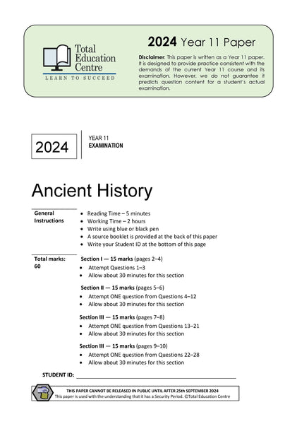 2024 Ancient History Year 11