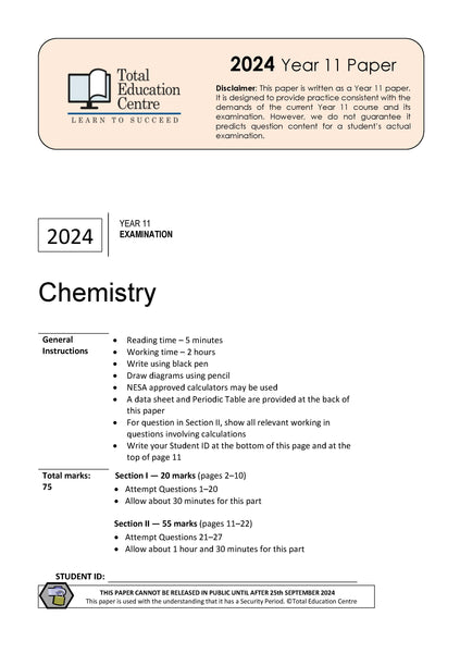 2024 Chemistry Year 11