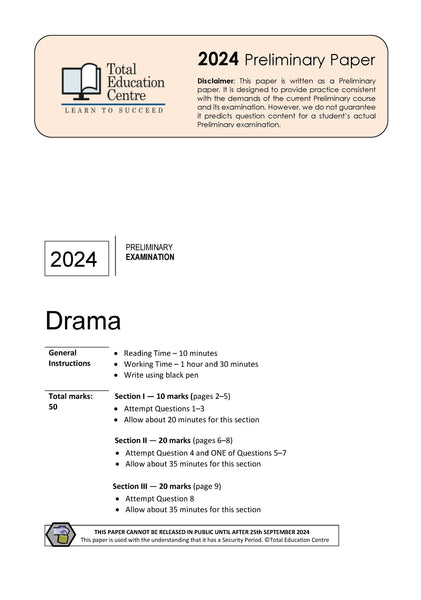 2024 Preliminary (Yr 11) Drama