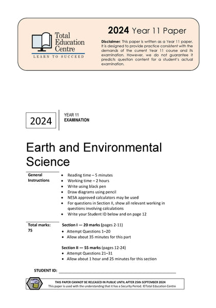 2024 Earth and Environmental Science Yr 11