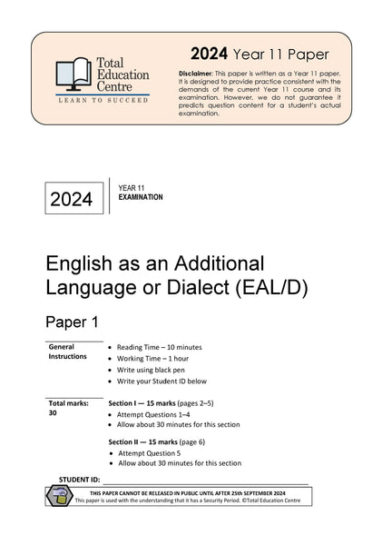 2024 English EALD YR 11 Paper 1