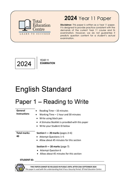 2024 English Standard Year 11 - Paper 1