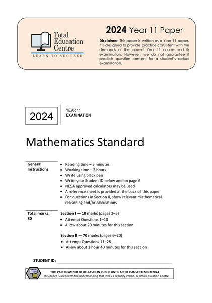 2024 Maths Standard Yr 11