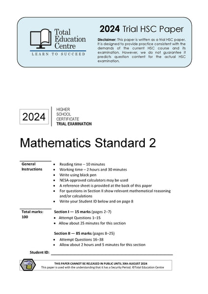 2024 Maths Standard 2 HSC Trial