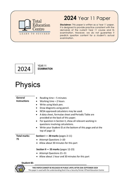 2024 Physics Year 11