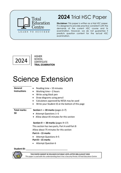 2024 Trial HSC Science Extension paper