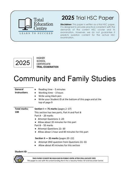 2025 Trial HSC Community and Family Studies