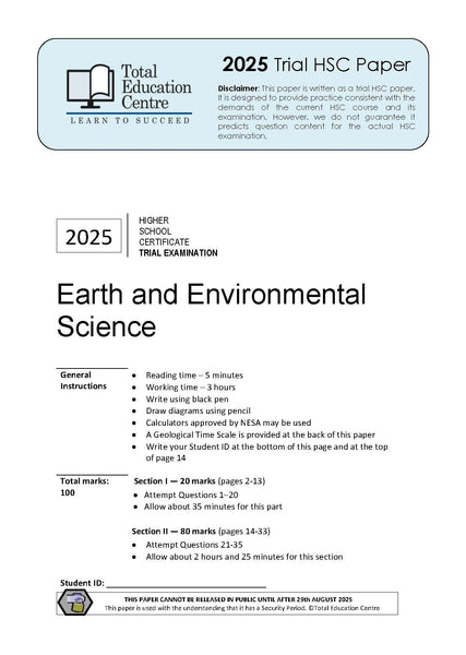 2025 Earth and Environmental Science HSC Trial