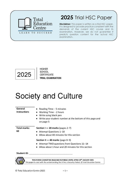 2025 Trial HSC Society and Culture