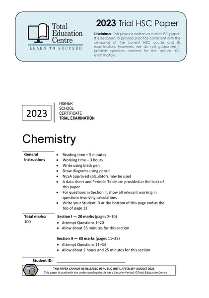 2023 Trial HSC Chemistry