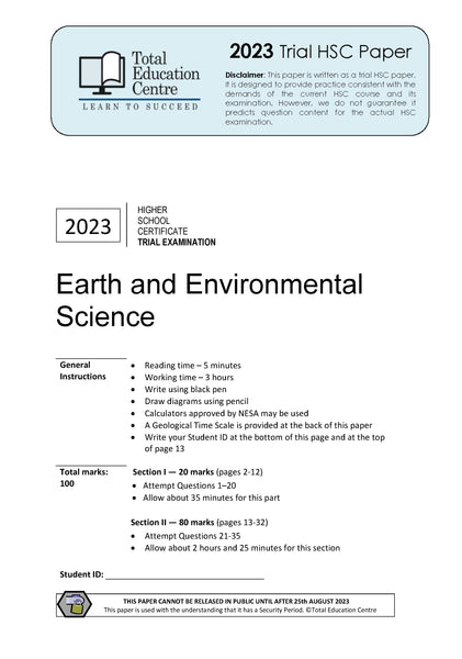 2023 Earth and Environmental Science HSC Trial