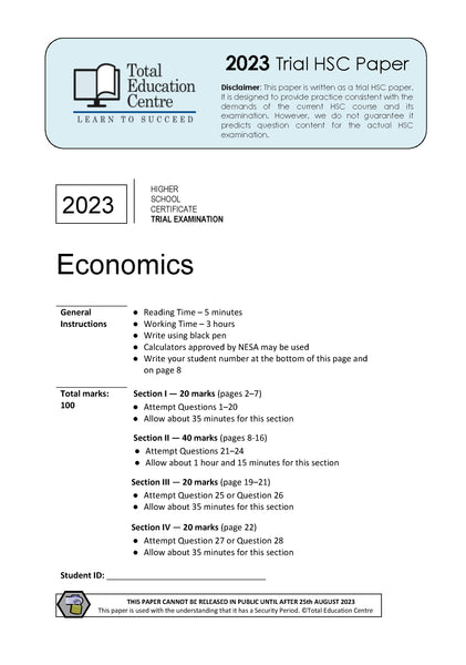 2023 Trial HSC Economics