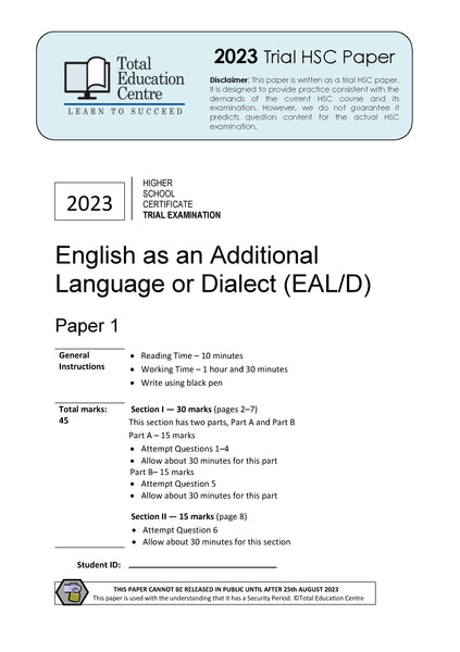 2023 English EAL/D HSC Paper 1