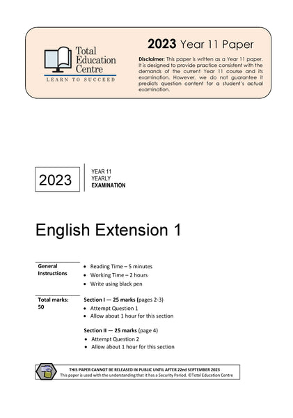 2023 English Extension 1 Yr 11