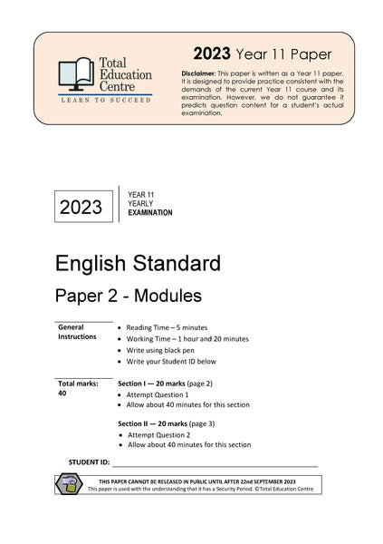 2023 English Standard Year 11 - Paper 2 Modules
