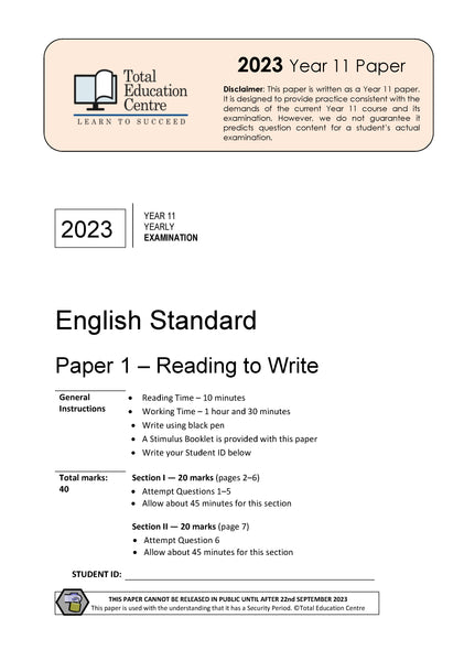 2023 English Standard Year 11 - Paper 1