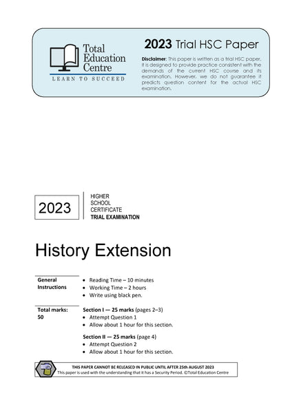 2023 Trial HSC Extension History