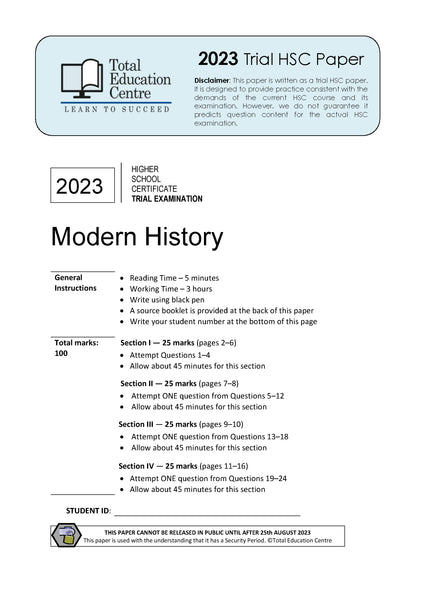 2023 Trial HSC Modern History