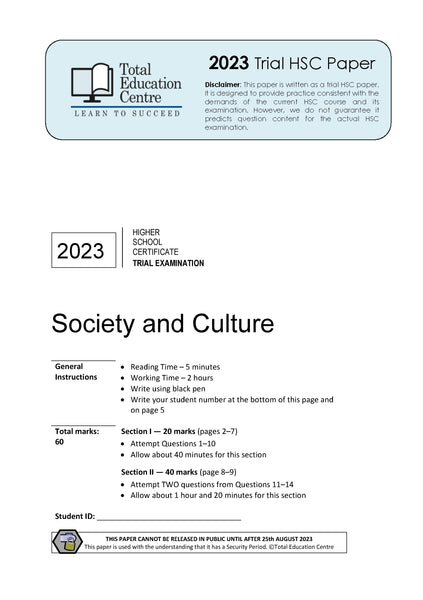 2023 Trial HSC Society and Culture