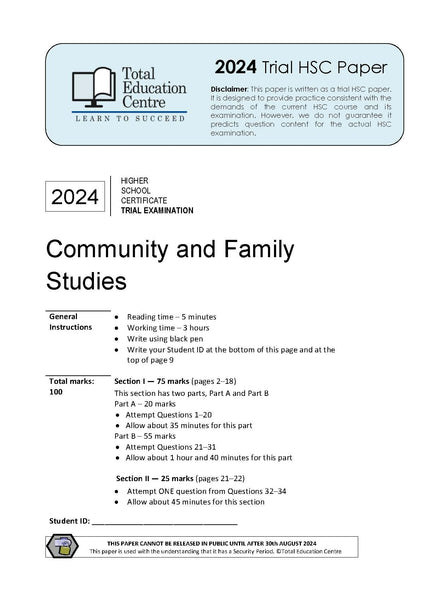 2024 Trial HSC Community and Family Studies