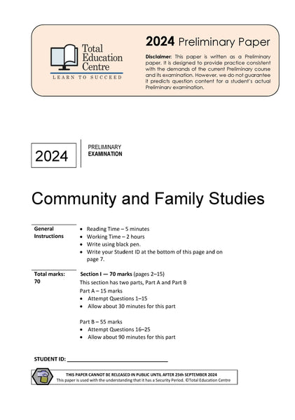 2024 Community and Family Studies Preliminary