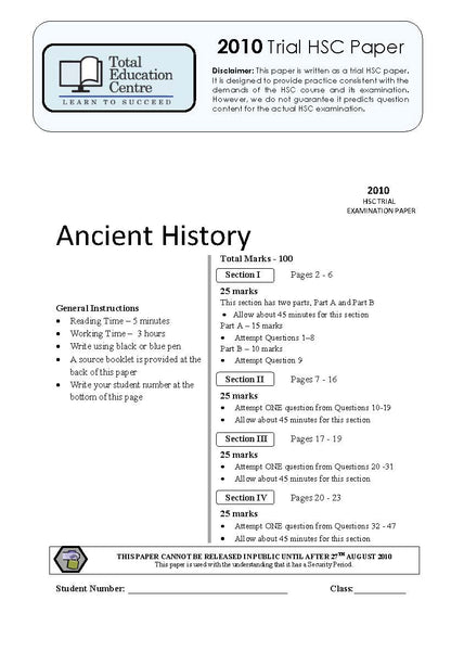 2010 Trial HSC Ancient History