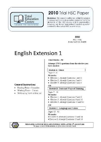 2010 Trial HSC English Extension 1