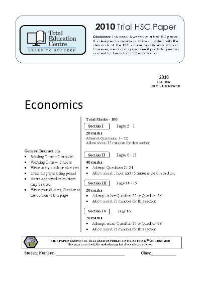 2010 Trial HSC Economics