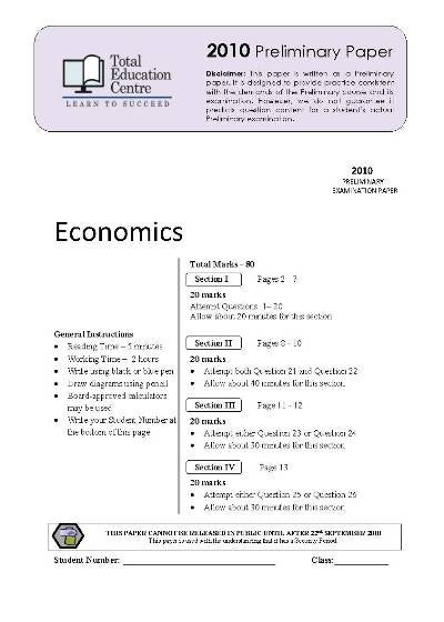 2010 Trial Prelim (Yr 11) Economics