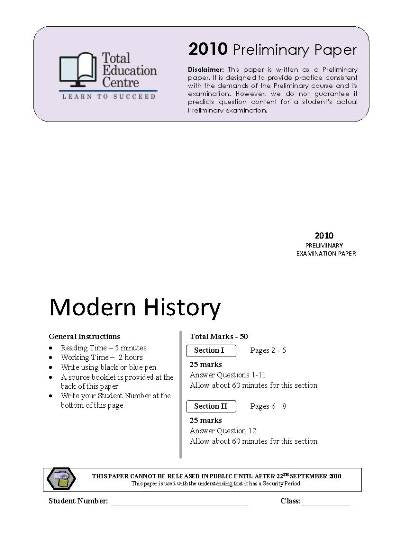 2010 Trial Prelim (Yr 11) Modern History