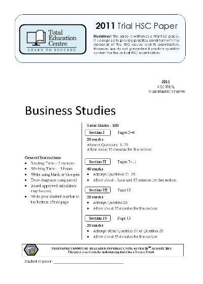 2011 Trial HSC Business Studies