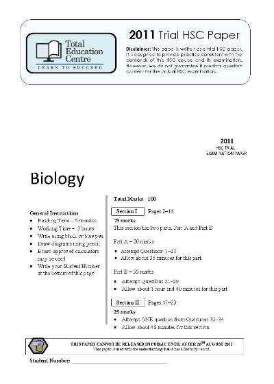 2011 Trial HSC Biology paper