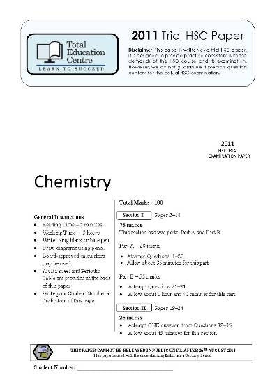 2011 Trial HSC Chemistry paper