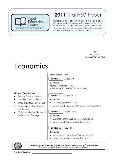 2011 Trial HSC Economics