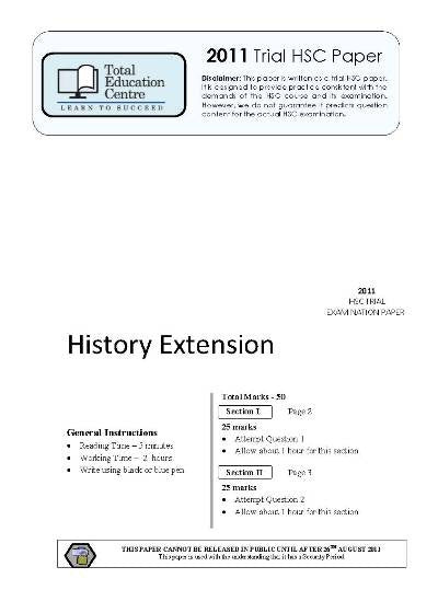 2011 Trial HSC Extension History