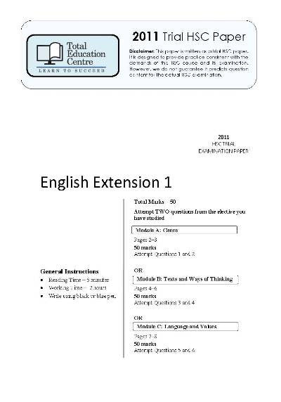 2011 Trial HSC English Extension 1