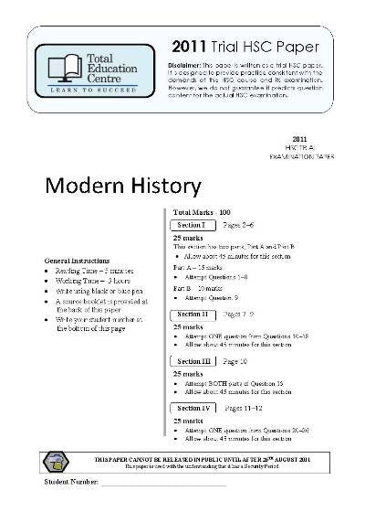 2011 Trial HSC   Modern History