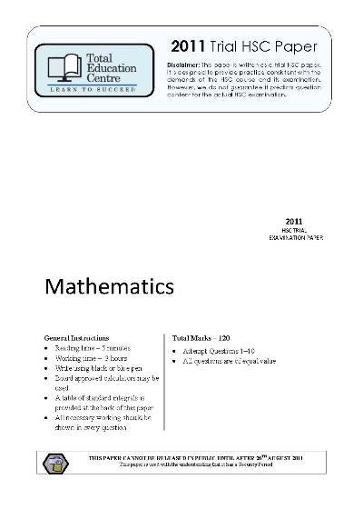 2011 Trial Mathematics paper