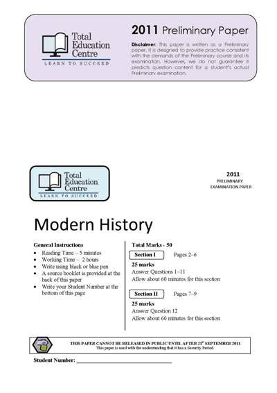 2011 Trial Prelim (Yr 11) Modern History