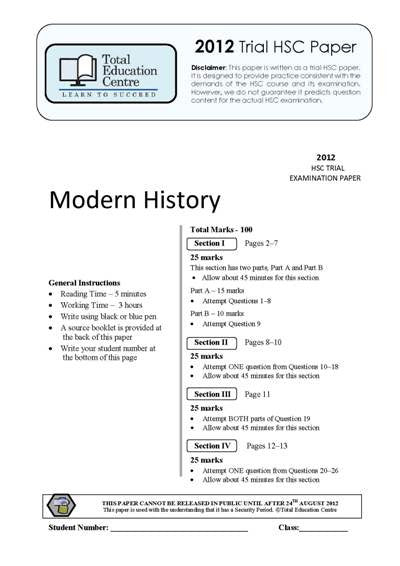 2012 Trial HSC Modern History