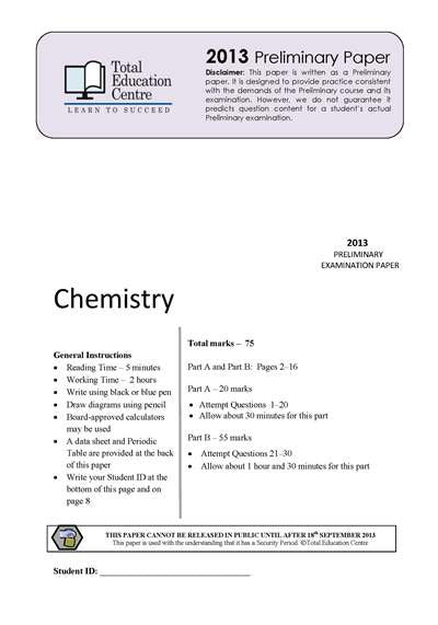 2013 Preliminary Chemistry (Yr 11)
