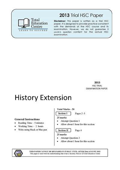 2013 Trial HSC Extension History