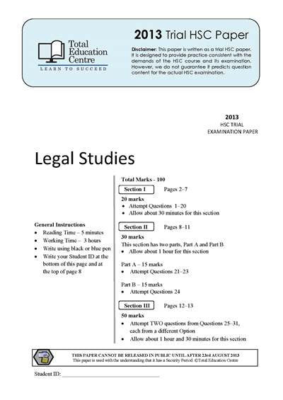 2013 Trial HSC Legal Studies