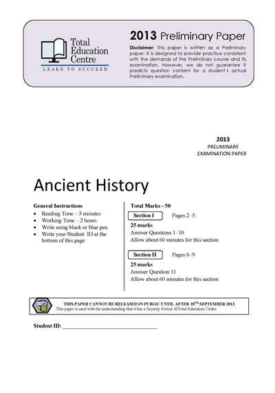 2013 Trial Prelim (Yr 11) Ancient History