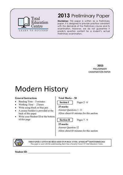 2013 Trial Prelim (Yr 11) Modern History