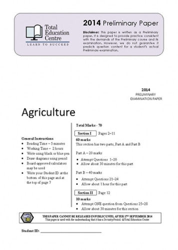 2014 Preliminary Agriculture (Yr 11)