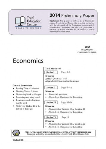 2014 Trial Prelim (Yr 11) Economics