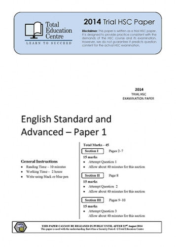 2014 Trial HSC English Advanced Papers 1 & 2